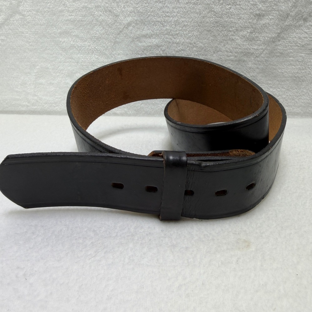 Mens Black Leather Belt Strap No Buckle Wide Work Western 38.5 Inch Length